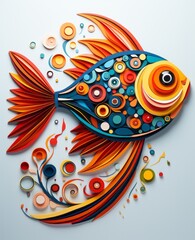 Sticker - Abstract colorful fish. Generative AI