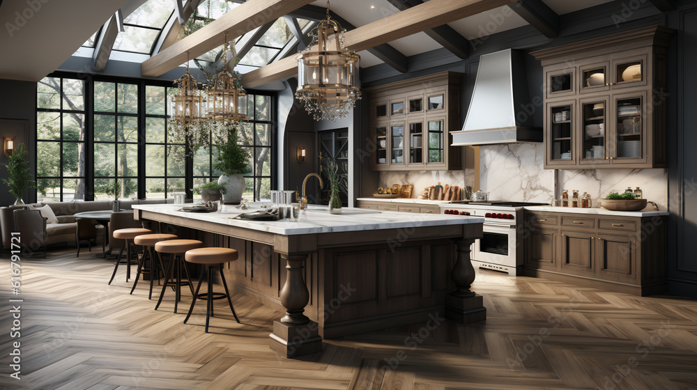 Photorealistic Transitional Kitchen Design: 2023 Interior Trends ...