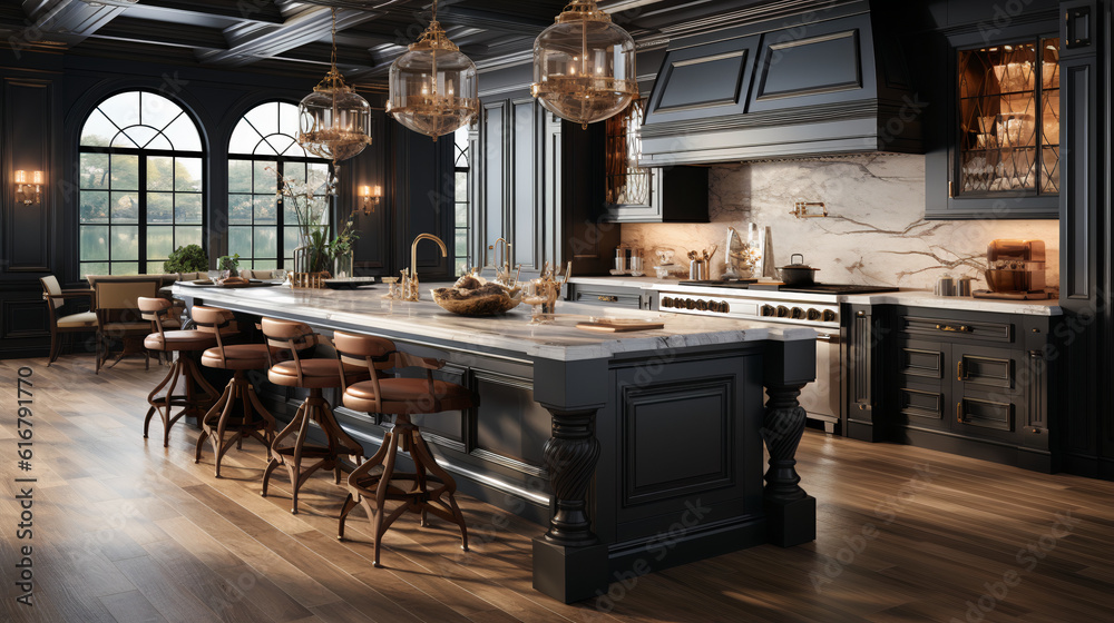 Photorealistic Transitional Kitchen Design: 2023 Interior Trends ...