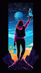 Wall Mural - drink water it is healthy, modern cool looking marketing poster for drinking, ai generated image