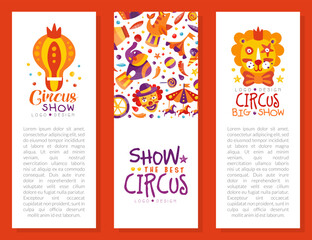 Canvas Print - Circus Show Banner Design with Fairground Amusement Object Vector Template