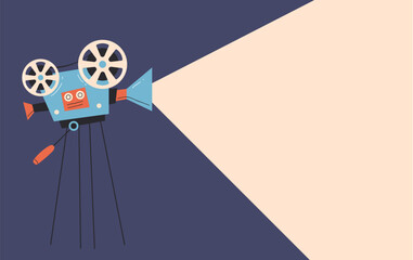film cinema movie projector camera banner poster abstract concept. vector design graphic illustratio