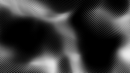 Poster - Dot white black wave technology texture background. Abstract big data digital concept. 3d rendering.