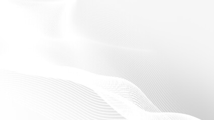 Aufkleber - Dot white gray wave light technology texture background. Abstract big data digital concept. 3d rendering.