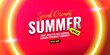 summer sale special discount shop now promotion website banner heading modern design with neon light on red background vector for banner or poster. Sale and Discounts Concept.