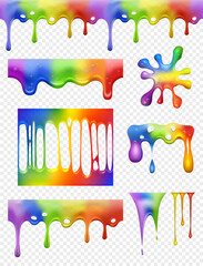 Poster - colored slime. realistic liquid multicolored slime splashes decent vector templates set isolated
