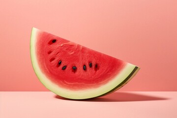 Wall Mural - Slice of Watermelon on a Pastel Background. AI