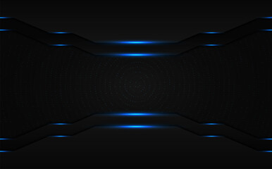 Poster - abstract futuristic template design of black background with blue glitters decorative artwork. overa