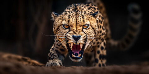 Wall Mural - wild african cheetah, beautiful mammal animal. digital art
