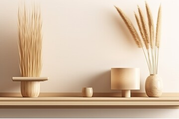 Poster - shelf with vases and a plant