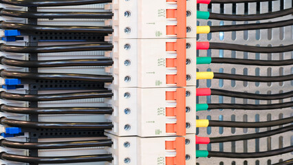 Poster - Box for  wires of distribution of an electricity, PLC Control panel with wiring, lectric control panel enclosure for power and distribution electricity.