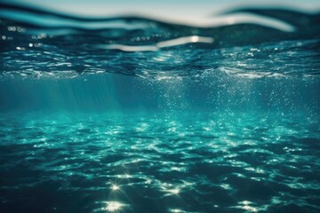 Canvas Print - the serene beauty of the ocean floor with sunlight piercing through the water. Generative AI