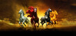 The four horses of the Apocalypse white red black and yellow Bible Revelation Generative AI Illustration
