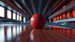 close up of a bowling ball at a bowling alley. generative AI illustration.