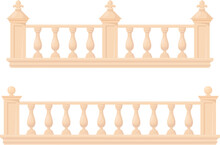 Marble Banister. Fence Baluster Of Roman Palace Home Mansion Balcony In Baroque Style, Railing Parapet For Stair European Architecture