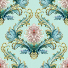 Elegant Vintage Floral Painting Seamless Pattern. Victorian Ornate Wallpapers. Rococo, Baroque, Renaissance Style Background. Luxury Old Fashioned Ornament. Design Created With Generative AI Tools