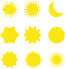 Set of sun icons, Set of yellow icons