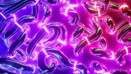 Wall Mural - 3d render, abstract vibrant neon background. glowing flexible tube