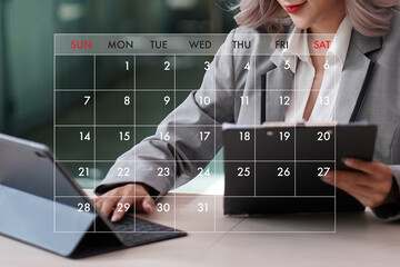 Poster - Highlight Reminder Appointment for the Calendar and the Organizer's Agenda Booking Meeting Appointment On Laptop Computer Online Reminder Schedule Event