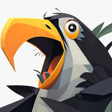 Squawking Bird, Vector Illustration, Tropical