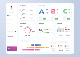 Infographic dashboard. UIUX design with graphs, charts and diagram