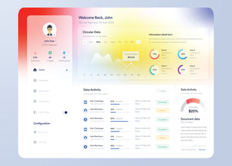 Infographic dashboard. UIUX design with graphs, charts and diagram