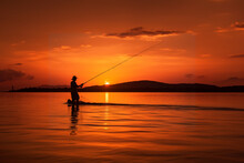 Sunset Silhouette Fishing