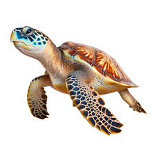 Sea Turtle Isolated On White Png.
