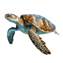 Sea Turtle Isolated On White Png.