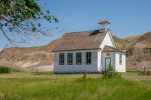 Old Abandoned Church N The Ghost Town Of Dorothy, Alberta. 