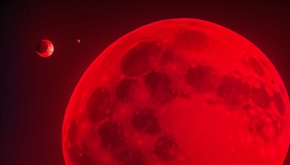 Wall Mural - An Expressive Image Of A Red Moon And A Red Moon AI Generative