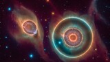 Fototapeta Kosmos - An Image Of A Visually Hypnotic Image Of Two Planetary Objects AI Generative