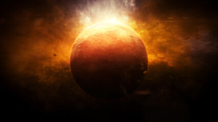 planet venus at nebula in the space