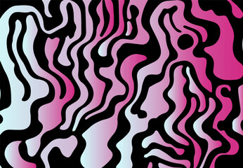 Poster - Acid psychedelic black and pink print with abstract melting blobs and lines in retro hippie style.
