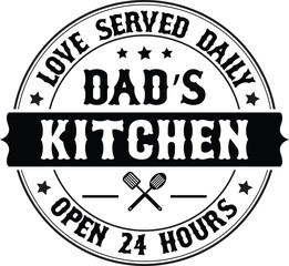 Wall Mural - Dad's kitchen, Cooking Vintage design, kitchen cutting board, svg Files for Cutting and Silhouette, Kitchen Quotes Hand drawn lettering phrase, restaurant, logo, bakery, kitchen eps