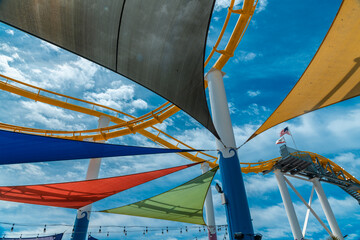 Different shapes add shade from the sun during a hot summer afternoon.