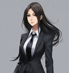 Wall Mural - Portrait of a business woman, anime art, manga style