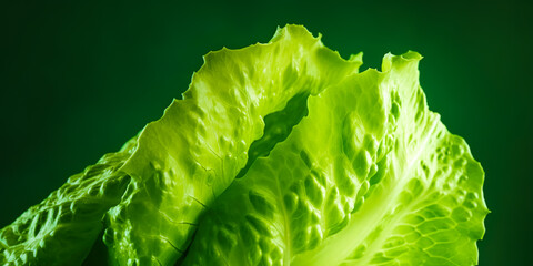 Closeup beautiful texture of fresh juicy romaine lettuce,green mini cos with water drops.vegetable background.healthy eating with organic food ingredient.generative ai technology