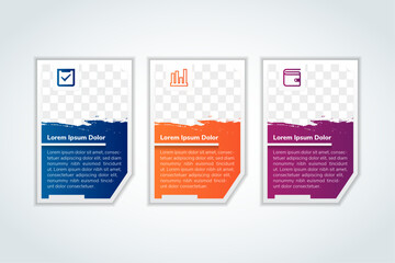 Poster - brush strokes infographics options banner element. vector illustration with space for photo and icon