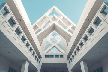 Sticker - Geometry of modern arhitecture, perspective of modern glass and concrete building. AI generated