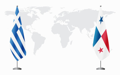 Greece and Panama flags for official meeting