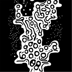 Poster - Abstract psychedelic black and white pattern with melting forms. Concept of hallucinations and visions.