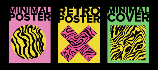 Poster - Psychedelic retro style posters with geometric shapes and ornaments. 