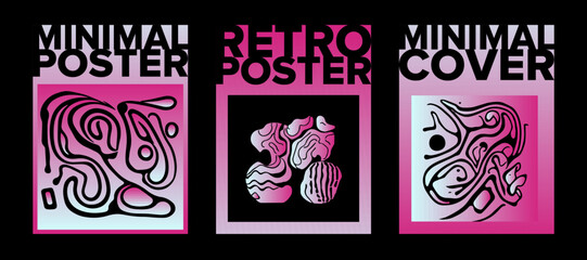 Poster - Psychedelic retro style posters with geometric shapes and ornaments. 