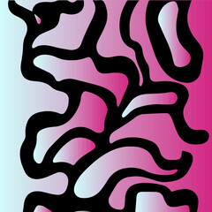 Poster - Acid psychedelic black and pink print with abstract melting blobs and lines in retro hippie style.