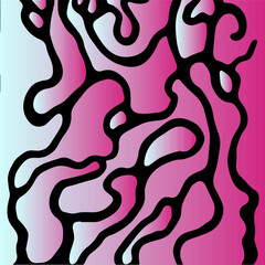 Poster - Acid psychedelic black and pink print with abstract melting blobs and lines in retro hippie style.