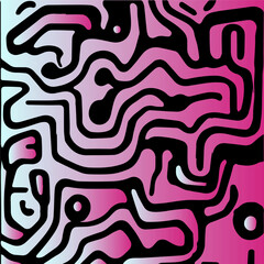Poster - Acid psychedelic black and pink print with abstract melting blobs and lines in retro hippie style.
