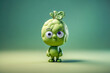 Sad Pea character with a pea sized brain, Generative AI