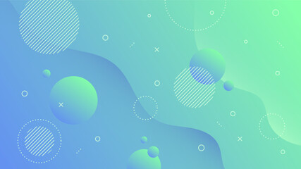 Wall Mural - Modern Abstract Background with Motion Waves Retro Memphis and Red Blue Green Gradient Color