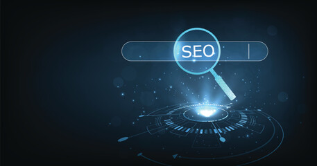 Poster - SEO, Search Engine Optimization concept. Smart search, Searching information data on internet networking concept.	
